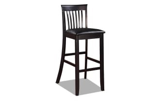Craftsman Black Faux Leather Slat Back Bar Height Stool