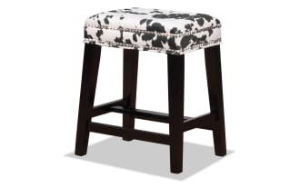 Kristen Cow Print Black Backless Upholstered  Counter Height Stool