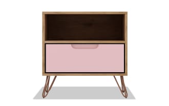 Melton Natural & Pink Nightstand with Drawer