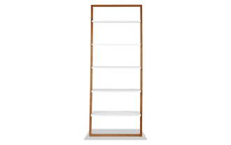 Finch 73.6'' Natural & White 5 Shelf Ladder Bookcase