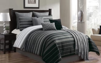 Astra Queen Black Striped 10 Piece Comforter Set