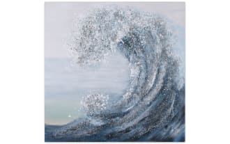 100% Handpainted Blue Wave Art Canvas