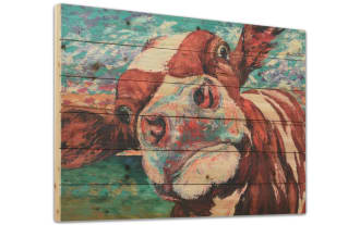 Dairy Cow Solid Pine Plank Wall Art