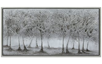 100% Handpainted Silver Forest Framed Art