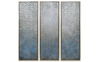 100% Handpainted Burst Framed Art Canvas (Set of 3)