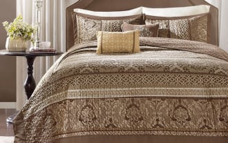 Taylor Queen Brown Stripes 5 Piece Bedspread Set