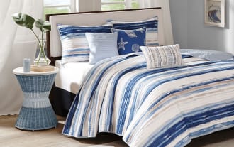 Lucas Full/Queen Blue 6 Piece Coverlet Set
