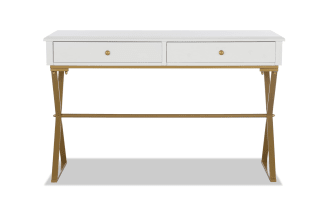 Derek White & Gold 2 Drawer Desk