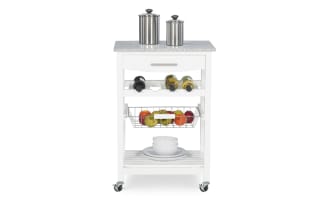 Daphne White Granite Kitchen Cart with Drawer