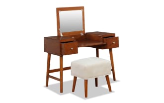 Abel Brown Lift-Top 2 Drawer Vanity Set