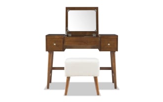 Abel Brown Lift-Top 2 Drawer Vanity Set