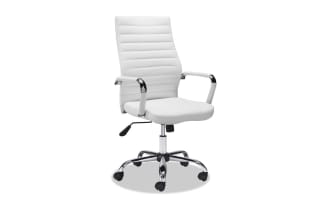 Domas White Faux Leather Adjustable Swivel Office Chair