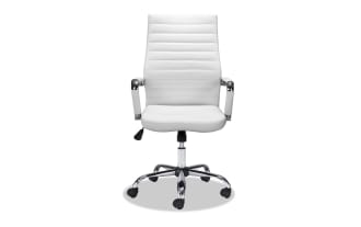 Domas White Faux Leather Adjustable Swivel Office Chair