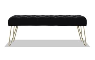 Porsha Black Velvet Tufted Bench