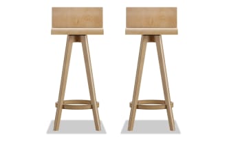 Midi Natural Solid Back Counter Height Swivel Stool (Set of 2)
