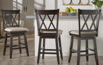 Poly Black Cross Back Bar Height Swivel Stool