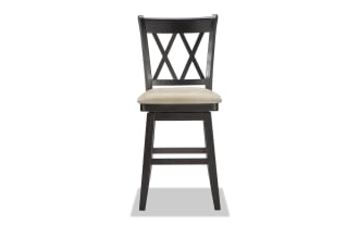 Poly Black Cross Back Bar Height Swivel Stool