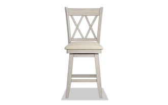 Poly White Cross Back Counter Height Swivel Stool
