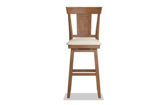 Olla Brown Slat Back Bar Height Swivel Stool