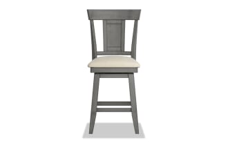 Olla Gray Slat Back Counter Height Swivel Stool