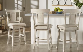 Olla White Slat Back Counter Height Swivel Stool