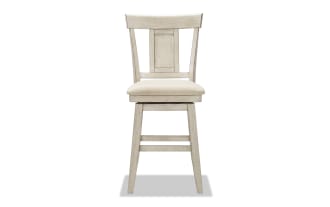 Olla White Slat Back Counter Height Swivel Stool