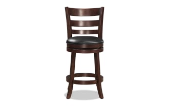Hya Black Faux Leather Ladder Back Counter Height Swivel Stool