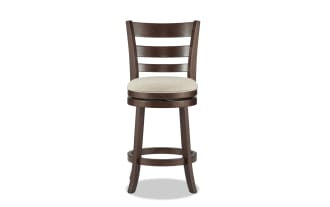 Hya Beige Faux Leather Ladder Back Counter Height Swivel Stool