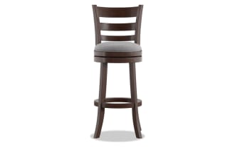 Hya Light Gray Faux Leather Ladder Back Bar Height Swivel Stool