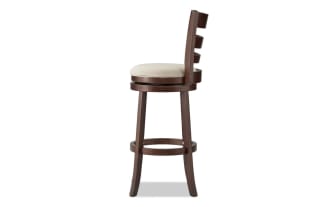 Hya Beige Faux Leather Ladder Back Bar Height Swivel Stool