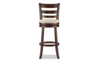 Hya Beige Faux Leather Ladder Back Bar Height Swivel Stool