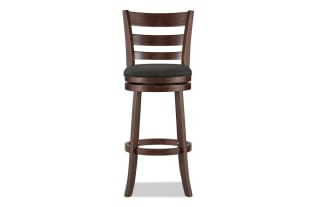 Hya Gray Faux Leather Ladder Back Bar Height Swivel Stool