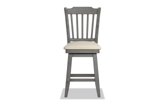 Gray Slat Back Counter Height Swivel Stool