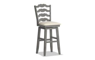 Row Beige & Gray Ladder Back Bar Height Swivel Stool
