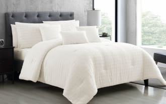 Lad Queen White Geometric 6 Piece Comforter Set