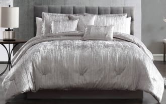Zoey Queen Silver Solid 7 Piece Comforter Set
