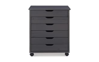 Edison Gray 6 Drawer Solid Wood Rolling Cart