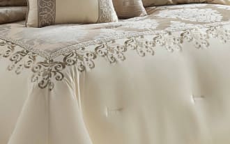 Nottingham King Beige Damask 10 Piece Comforter Set