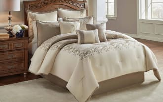 Nottingham King Beige Damask 10 Piece Comforter Set