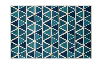 Try 8' x 10' Blue Geometric Indoor/Outdoor Rug