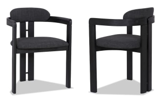 Jazi Black Panel Back Upholstered  Dining Chair (Set of 2)