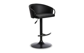Oscar Black Faux Leather Solid Back Bar Height Adjustable Swivel Stool