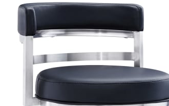 Geoffery Black Faux Leather Upholstered Bar Height Swivel Stool