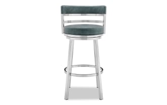 Geoffery Blue Faux Leather Upholstered Bar Height Swivel Stool