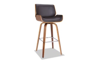 Ty Brown Faux Leather Upholstered Bar Height Swivel Stool