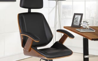 Bobby Black Faux Leather Adjustable Swivel Office Chair