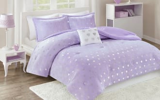 Juliette Twin/Twin XL Purple Hearts 3 Piece Comforter Set