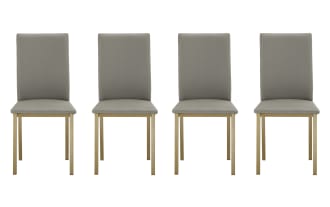 Craig Gray Faux Leather Solid Back Upholstered Dining Chair (Set of 4)