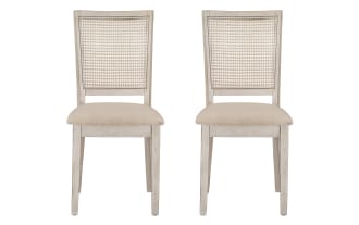 Brandi Beige & White Panel Back Upholstered Dining Chair (Set of 2)
