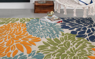 Dodds 3' x 5' Beige Floral Indoor/Outdoor Rug